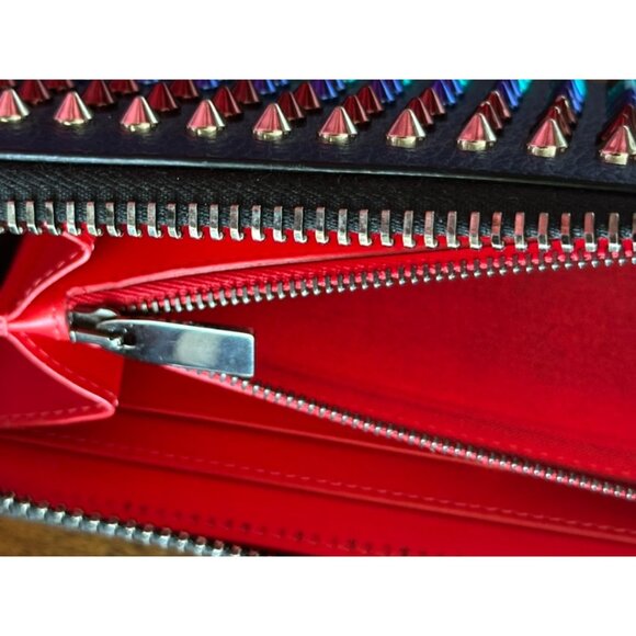 Christian Louboutin | Calf Leather Multi Rainbow Metal Spikes Panettone Wallet - Picture 10 of 16